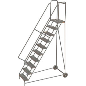 Aluminum Wheel-Barrow Style Rolling Ladder 24"W X 14"D Platform Ribbed Tread - WLARTR110244