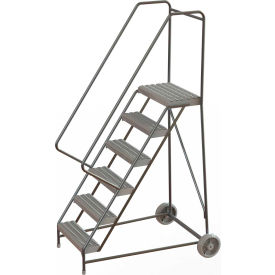 6 Step Aluminum Wheel-Barrow Style Rolling Ladder 16"W X 14"D Platform Grip Strut Tread - WLARTR106165