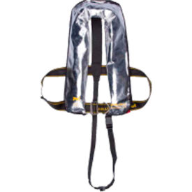 Flame Retardant Welders Inflatable Life Jacket, SOLAS/MED, Silver, Adult/Universal
