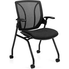 Mesh Back Nesting Chair - Fabric - Black