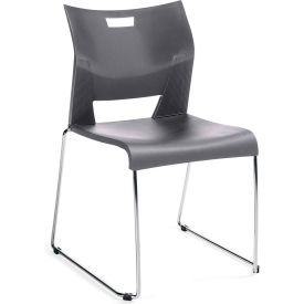 Armless Molded Stacking Chair with Sled Base - Plastic - Shadow- Duet Series