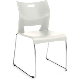 Armless Molded Stacking Chair with Sled Base - Plastic - Ivory Clouds