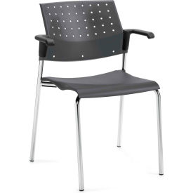 Stacking Chair with Arms - Plastic - Platinum