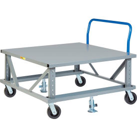 Ergonomic Adjustable Height Pallet Stand with Handle - Solid Deck 48x40