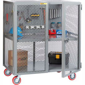 Mobile Tool Security Cabinet SC1-2448-6PY-PB - 48" x 24", Pegboard Panel, 1 Center Shelf
