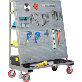 Mobile Pegboard with Back Shelf Storage - 36" x 24", Floor Lock