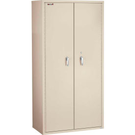 Fireproof Storage Cabinet w/ End Tab Inserts, 36"W x 19-1/4"D x 72"H, Parchment, Assembled