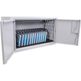 Wall/Desk Tablet Charging Cabinet For 16 Devices, 25"W x 13"D x 14-1/2"H, Gray