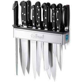 Knife Rack With Short Skirt, Open Base, 10 Slots, Stainless Steel