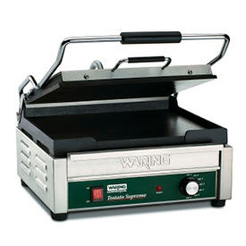 Panini Grill, Smooth Top & Bottom, 120V