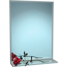 Stainless Steel Channel Frame Mirror with Shelf - 18"Wx24"H