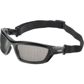 Safety Goggles with Elastic Strap, Black Lens/Frame, Pack of 12
