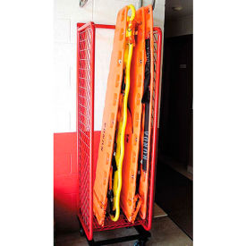 Mobile Back Board Rack Locker, 20"W x 20"D x 78"H, Red, Unassembled