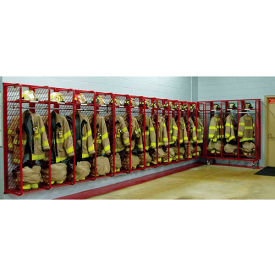 Wall Mount Storage Locker, 2 Sections, 42-1/2"W x 20"D x 72"H, Red, Unassembled