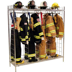 10 Section Gear Storage Rack Locker, 180"W x 20"D x 74"H, Chrome, Unassembled