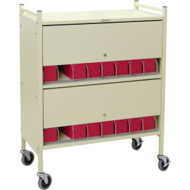 Standard Vertical Cabinet Chart Rack with Locking Panel, 16 Binder Capacity, Beige