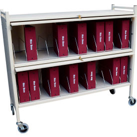 Large Vertical Cabinet Chart Rack with Locking Panel, 24 Binder Capacity, Beige