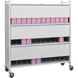Large Vertical Cabinet Chart Rack with Locking Panel, 36 Binder Capacity, Beige