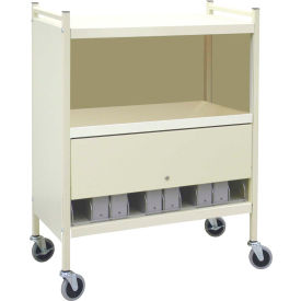 Standard Vertical Cabinet Chart Rack with Locking Panel, 10 Binder Capacity, Beige