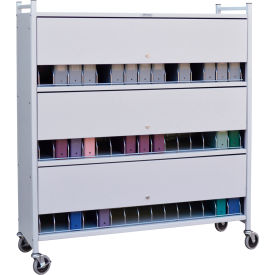 Large Vertical Cabinet Chart Rack with Locking Panel, 45 Binder Capacity, Beige
