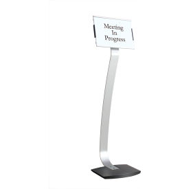 Contemporary Sign Stand, Silver/Black, 8" x 42"