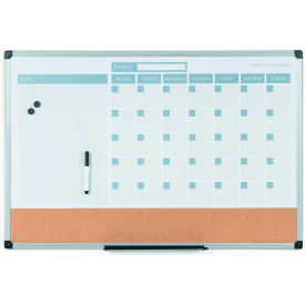 3-in-1 Dry-Erase Calendar Planner Board, 24" X 36", Silver Frame