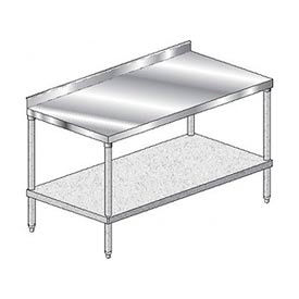 430 Stainless Steel Table, 120 x 36", Undershelf, 4" Backsplash, 16 Gauge