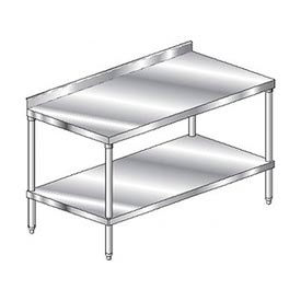 304 Stainless Steel Table, 48 x 30", Undershelf, 2-3/4" Backsplash, 16 Gauge