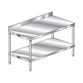 304 Stainless Steel Table, 48 x 24", Undershelf, 10" Backsplash, 14 Gauge