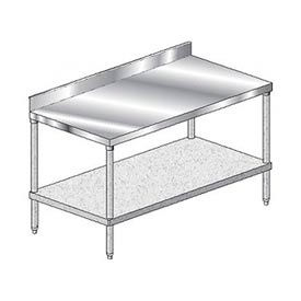 304 Stainless Steel Table, 30 x 24", Undershelf, 4" Backsplash, 14 Gauge