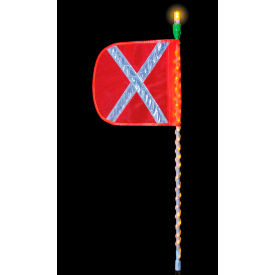 5' Cyclone Lighted Whip with Amber LED Wrap, Orange Flag, Amber Top Light