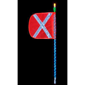 5' Cyclone Lighted Whip w/ Blue LED Wrap, Orange Flag, Amber Top Light