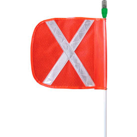 3' All Purpose Warning Whip with 12" Orange Flag, Amber Flashing LED