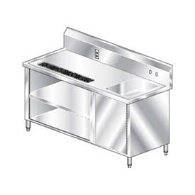 304 Stainless Steel Table, 72 x 30", Right Sink, 10" Backsplash, 14 Gauge