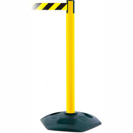 Heavy Duty Retractable Belt Barrier, 7-1/2' Black/Yellow Belt, 38'' Yellow Post