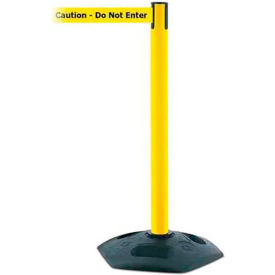 Heavy Duty Retractable Belt Barrier, 7-1/2' Yellow "Caution" Belt, 38'' Yellow Post