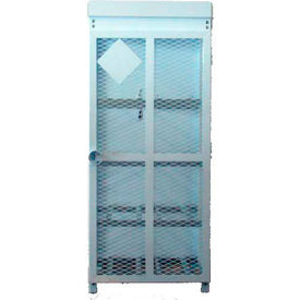 Capacity 30 Lbs Cylinders Heavy Duty Steel Gas Cylinder Cage 30"Wx30"Dx70"H White, Manual Close