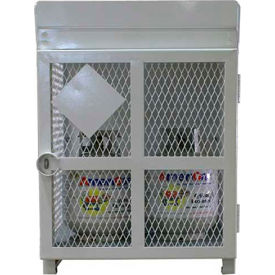 Capacity 20 Lbs Cylinders Heavy Duty Steel Gas Cylinder Cage 30"Wx30"Dx38"H White, Manual Close
