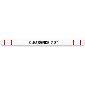 Height Guard Clearance Bar, 7"D x 120"L, White w/Red Tape, Graphics