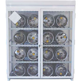 16 Capacity 33 Lbs Cylinders Heavy Duty Gas Cylinder Cage 61"Wx45"Dx76"H White, Manual Close