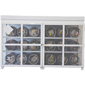 Capacity 33 Lbs Cylinders Heavy Duty Steel Gas Cylinder Cage 90"Wx30"Dx53"H White, Manual Close