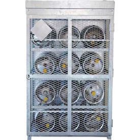 12 Capacity 33 Lbs Cylinders Galvanized Steel Gas Cylinder Cage 44"Wx30"Dx68"H Silver, Manual Close