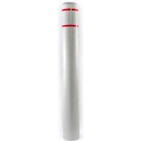 Bollard Cover, 7" Diameter x 52" Height, Grey with Red Tape