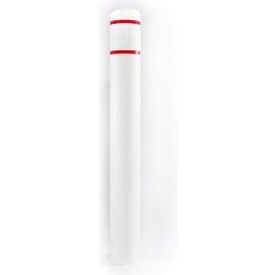 Bollard Cover, 7" Dia. x 52"H, White W/ Red Tape, 7X52WR