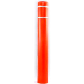 Bollard Cover, 7" Dia. x 52"H, Orange with White Tape, 7X52OW