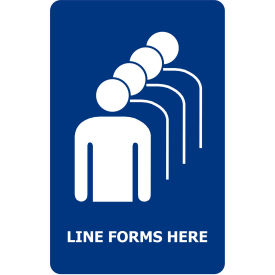 Classic Acrylic Sign, "Line Forms Here", 7"Wx11"H, Blue/White