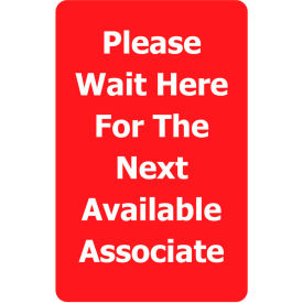 Classic Acrylic Sign, "Please Wait Here For Next Available", 7"Wx11"H, Red/White