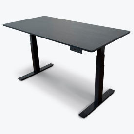 60" Electric Stand Up Desk - 3-Stage Dual-Motor - Black Oak Top with Black Frame