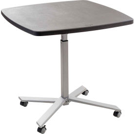 Adjustable Height 36"W Square Restaurant Table, Charcoal