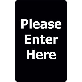 Classic Acrylic Sign, "Please Enter Here", 7"Wx11"H, Black/White